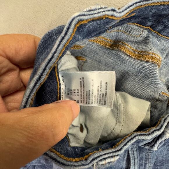 American Eagle Outfitter Jeans Mens Distressed Destroy Slim Flex Blue 31x32 - Picture 6 of 13